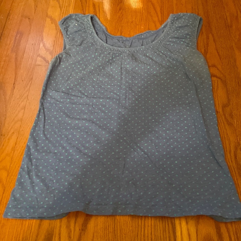 EUC loft summer top color blue with aqua polka dots size small